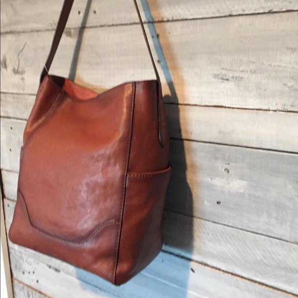 NWT Frye Leather Side Pocket Hobo Bag, Cognac - Picture 3 of 6